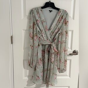 Express mint green and pink floral mini dress.
